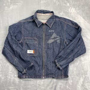 Avirex Jean‎ Shirt Jacket Boys 20 Blue Denim Collared Full Zip Branded Detailing